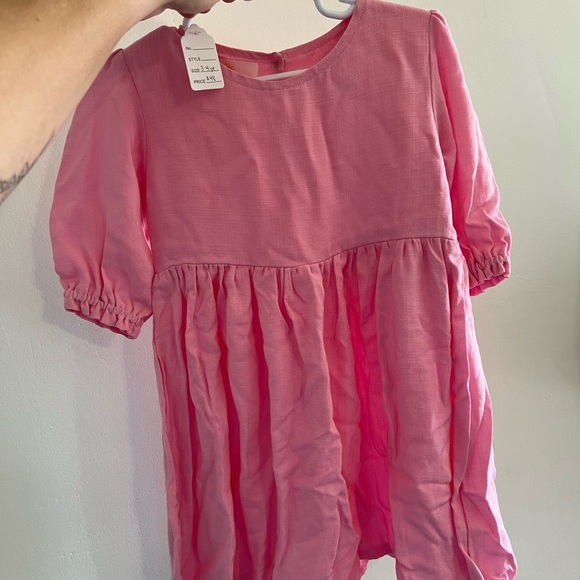 Pink Puff Sleeve Dress - Picture 1 of 1